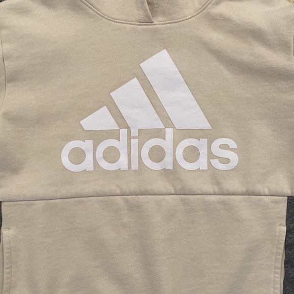 Boys Adidas 14/16 Large Hoodie Oatmeal/Gray - Picture 2 of 6